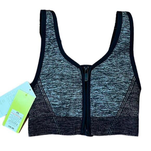 All In Motion Black And Gray Front Closure Sports Bra, Size XS, NWT - Picture 3 of 13